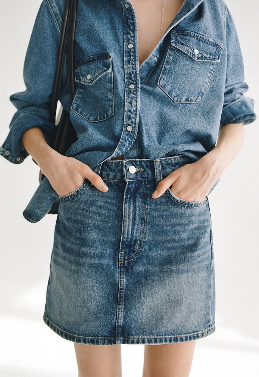H&M - Denim mini skirt - denim blue