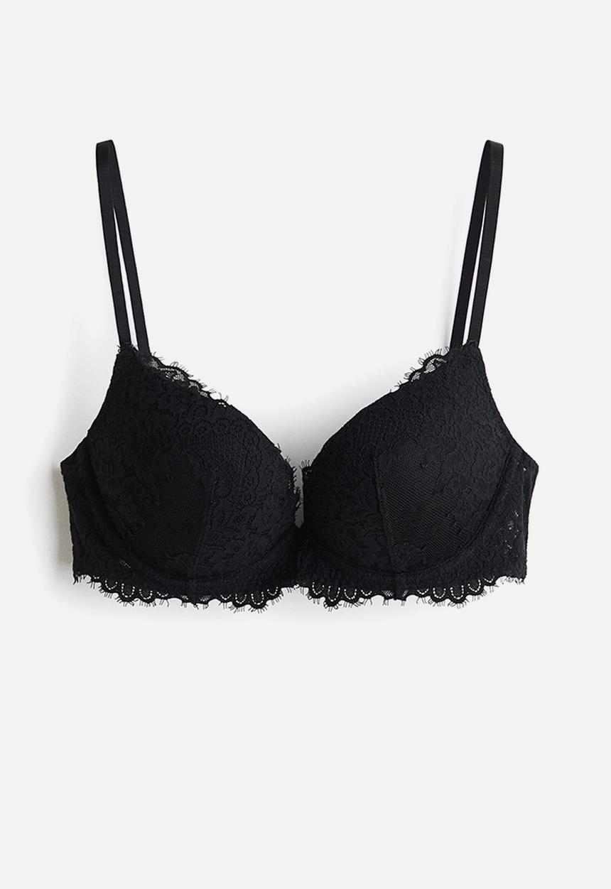 H&M - Lace super push-up bra - black