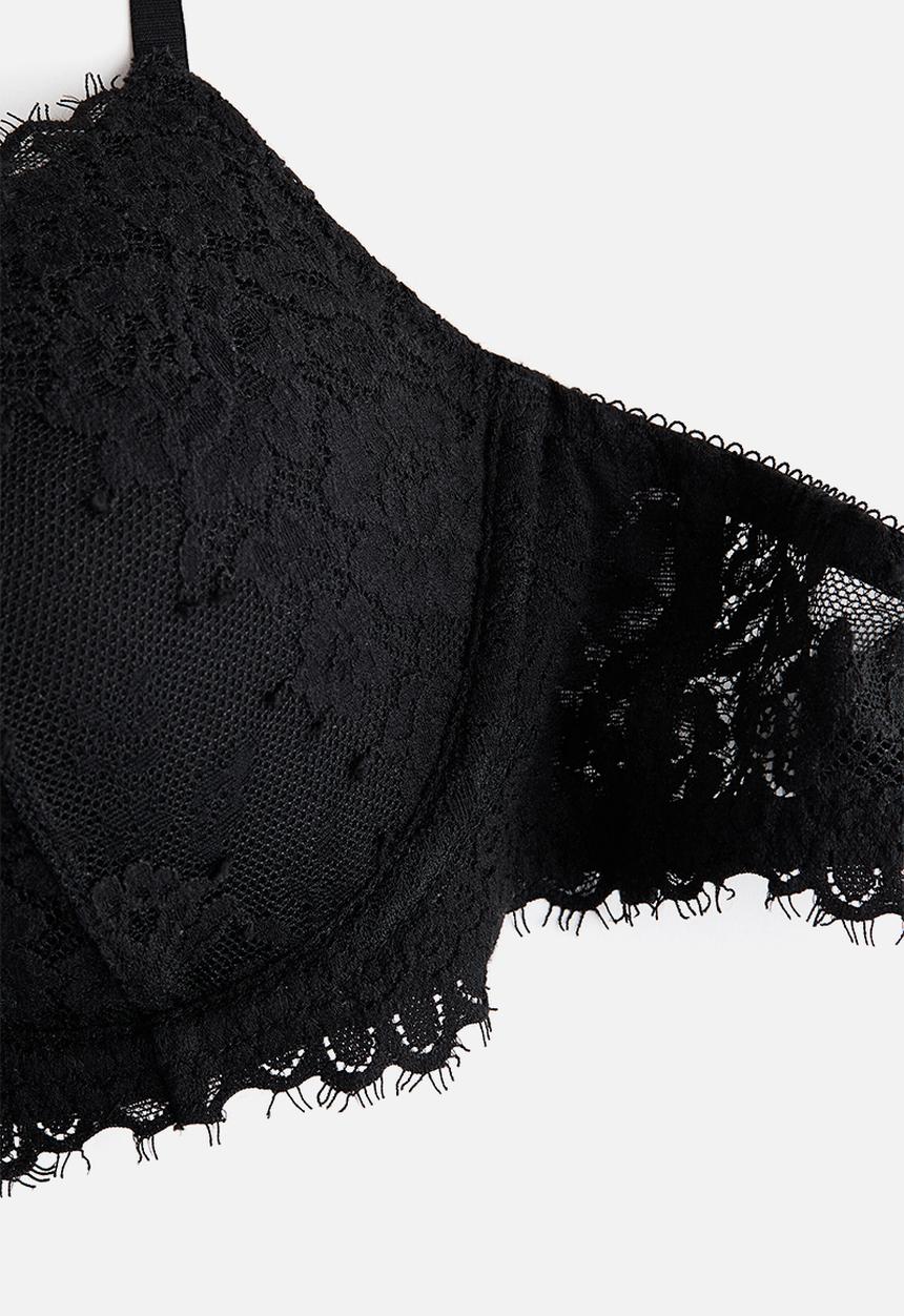 H&M - Lace super push-up bra - black