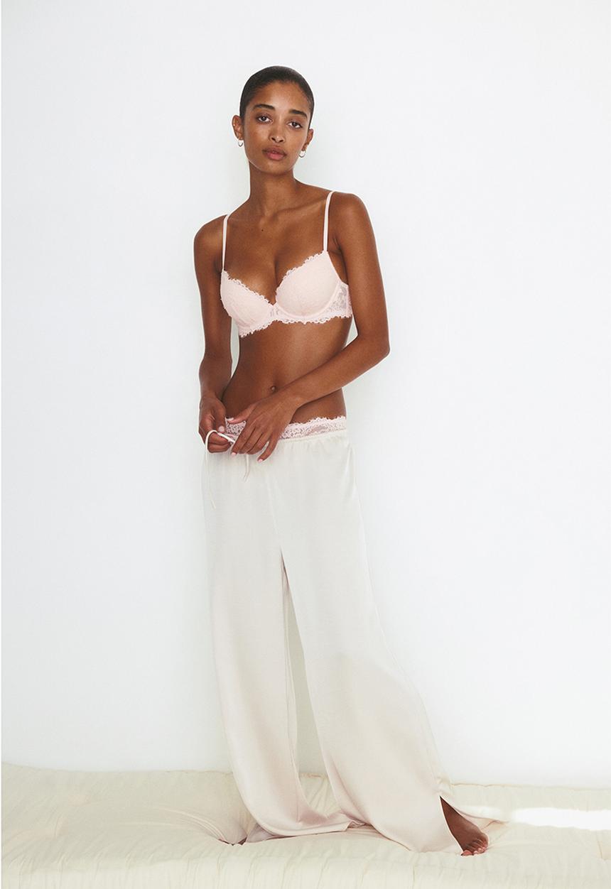 H&M - Lace super push-up bra - light pink