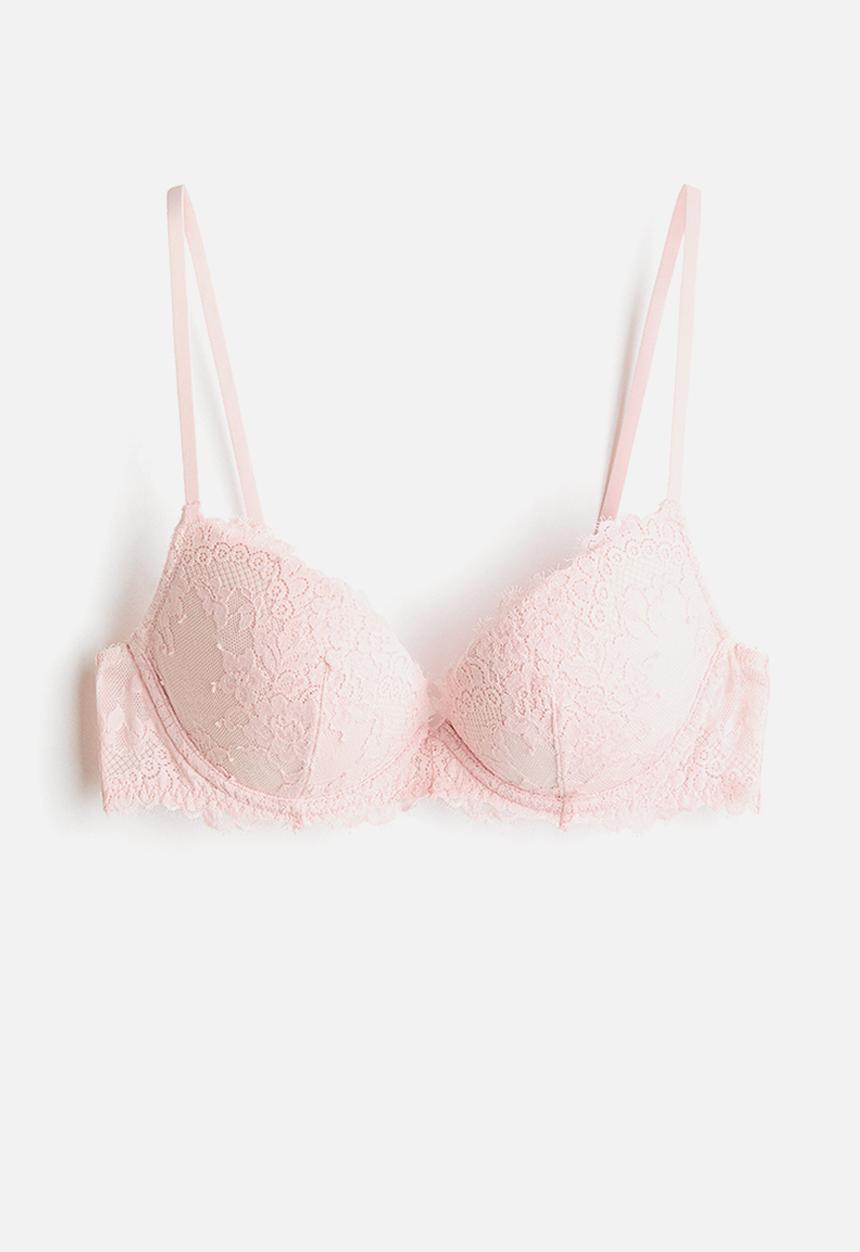H&M - Lace super push-up bra - light pink