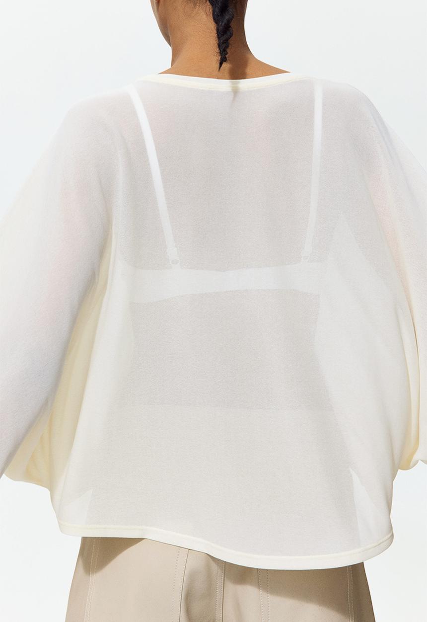 H&M - Batwing-sleeved jersey top - pale yellow