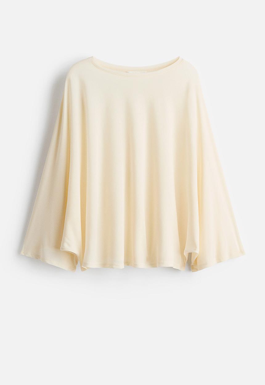 H&M - Batwing-sleeved jersey top - pale yellow