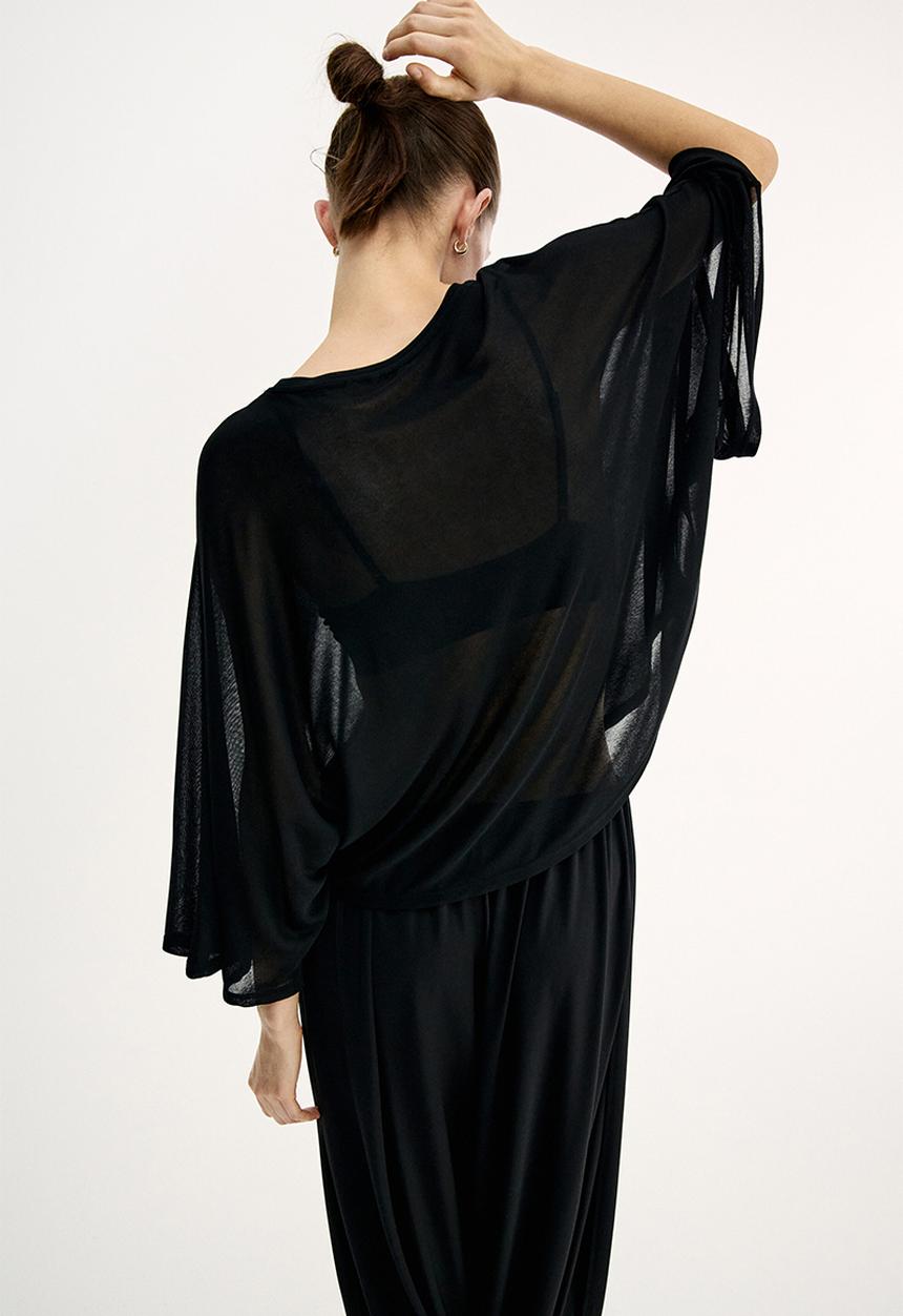 H&M - Batwing-sleeved jersey top - black