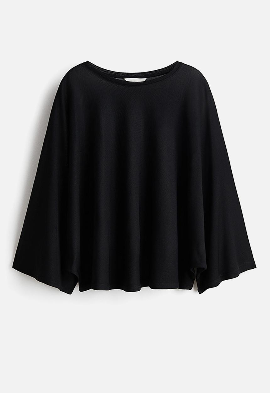H&M - Batwing-sleeved jersey top - black