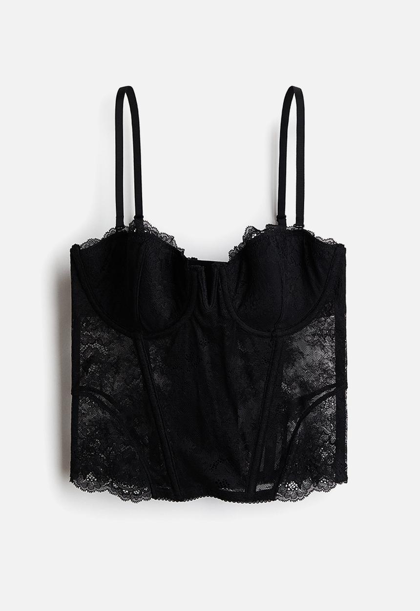 H&M - Padded-cup lace bustier - black