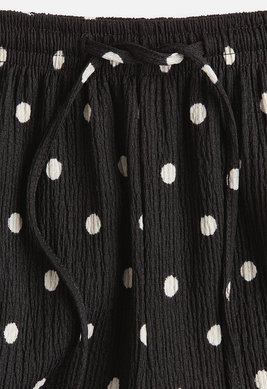 H&M - Wide pull-on trousers - black/polka dot