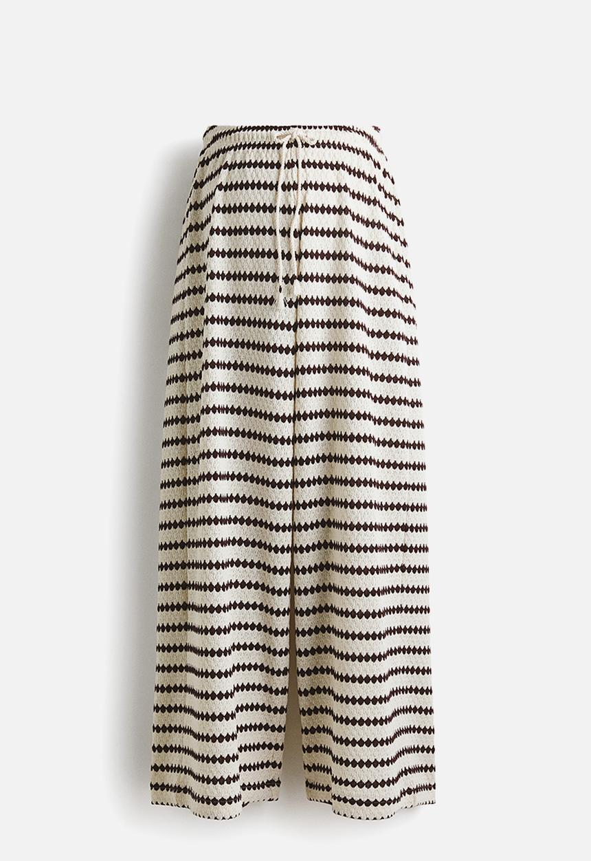 H&M - Mama before & after knitted trousers - white/striped