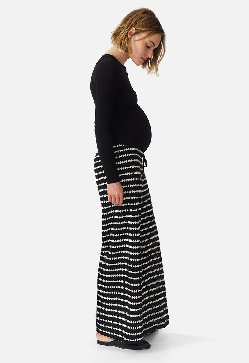 H&M - Mama before & after knitted trousers - black/striped