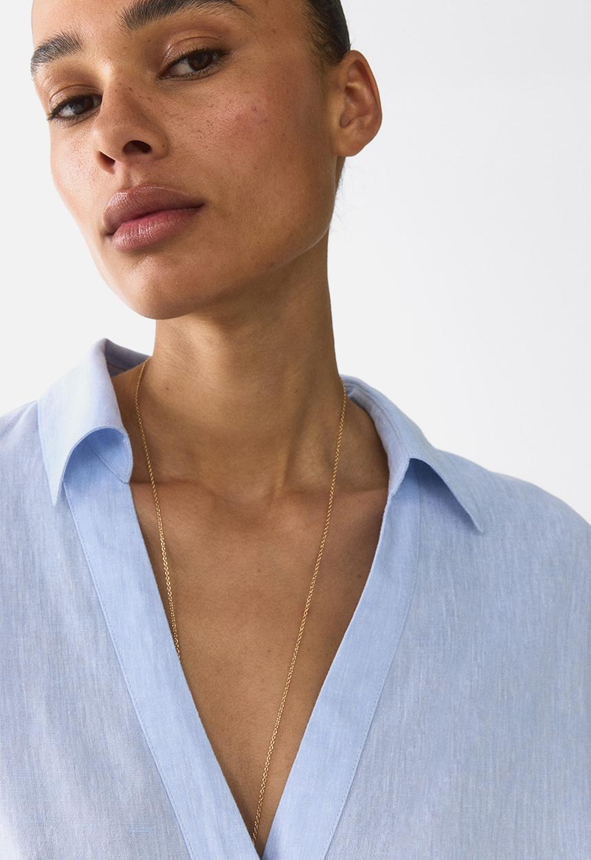 H&M - Linen-blend shirt - light blue