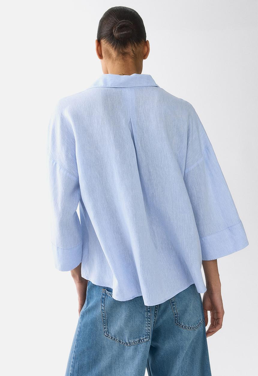H&M - Linen-blend shirt - light blue