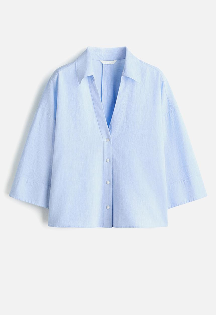 H&M - Linen-blend shirt - light blue
