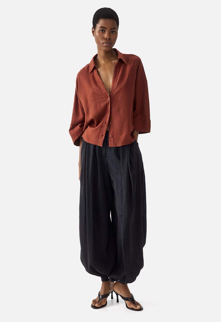 H&M - Linen-blend shirt - brown