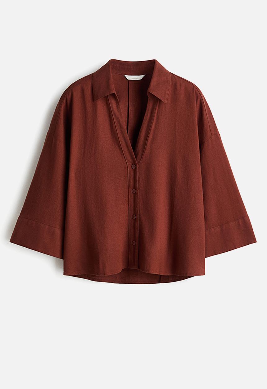 H&M - Linen-blend shirt - brown