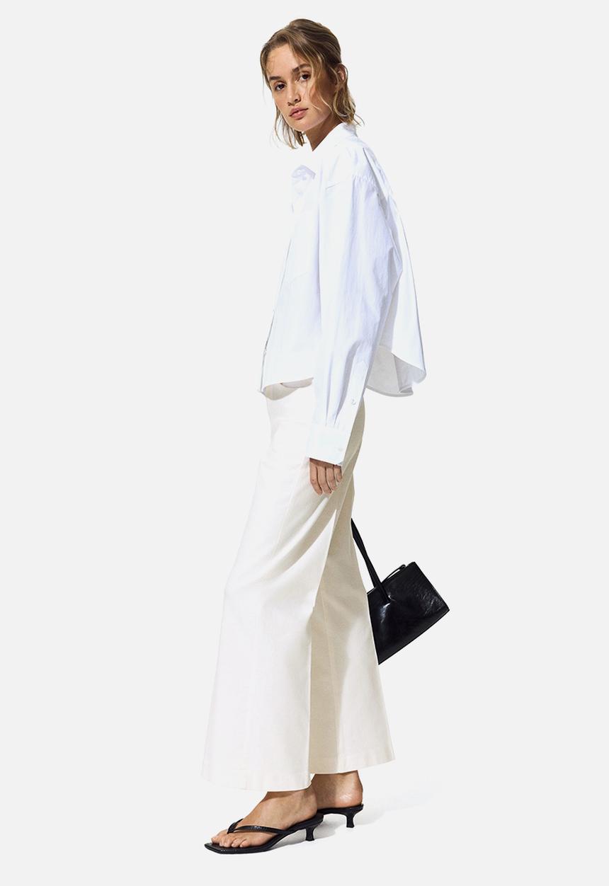 H&M - Bootcut cotton canvas trousers - white
