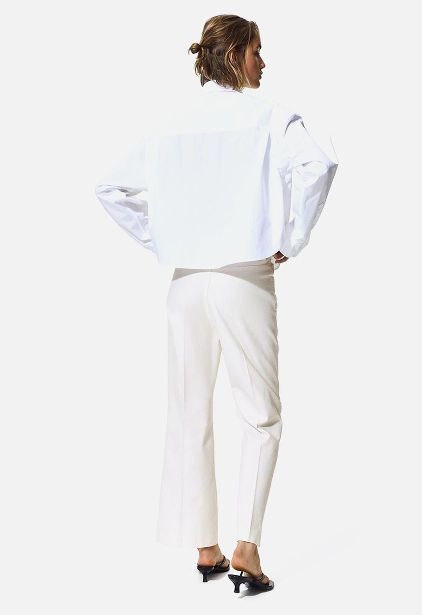 H&M - Bootcut cotton canvas trousers - white