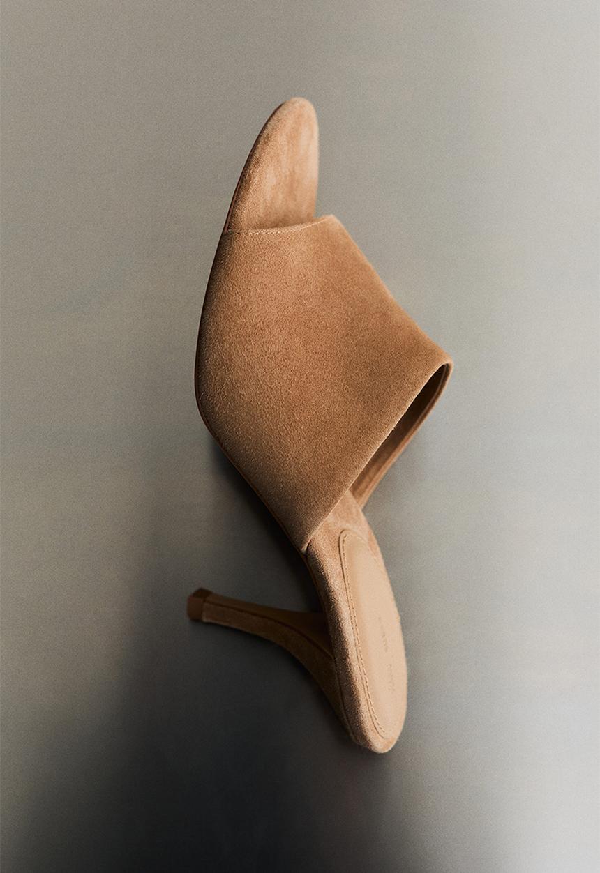 H&M - Heeled leather sandals - dark beige