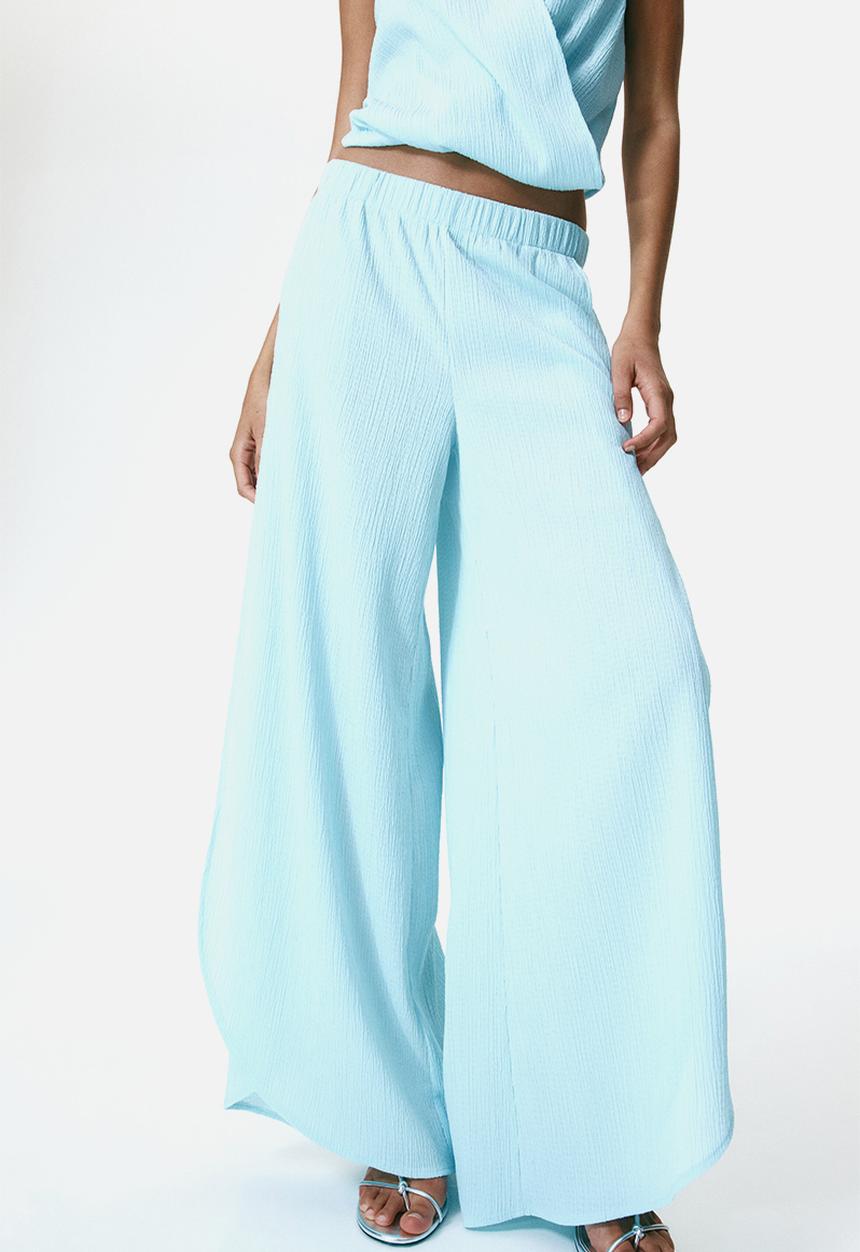H&M - Wide wrap-detail trousers - light turquoise