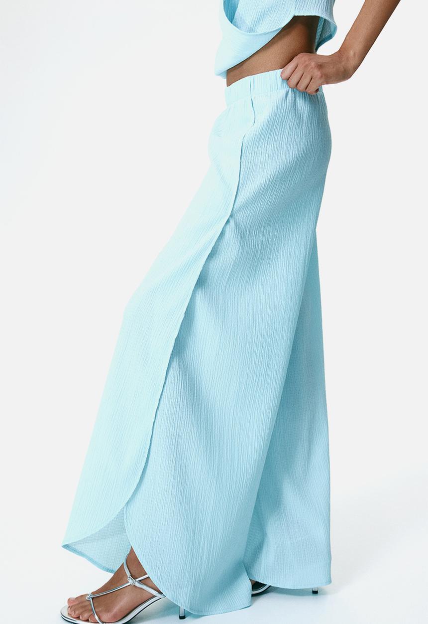 H&M - Wide wrap-detail trousers - light turquoise