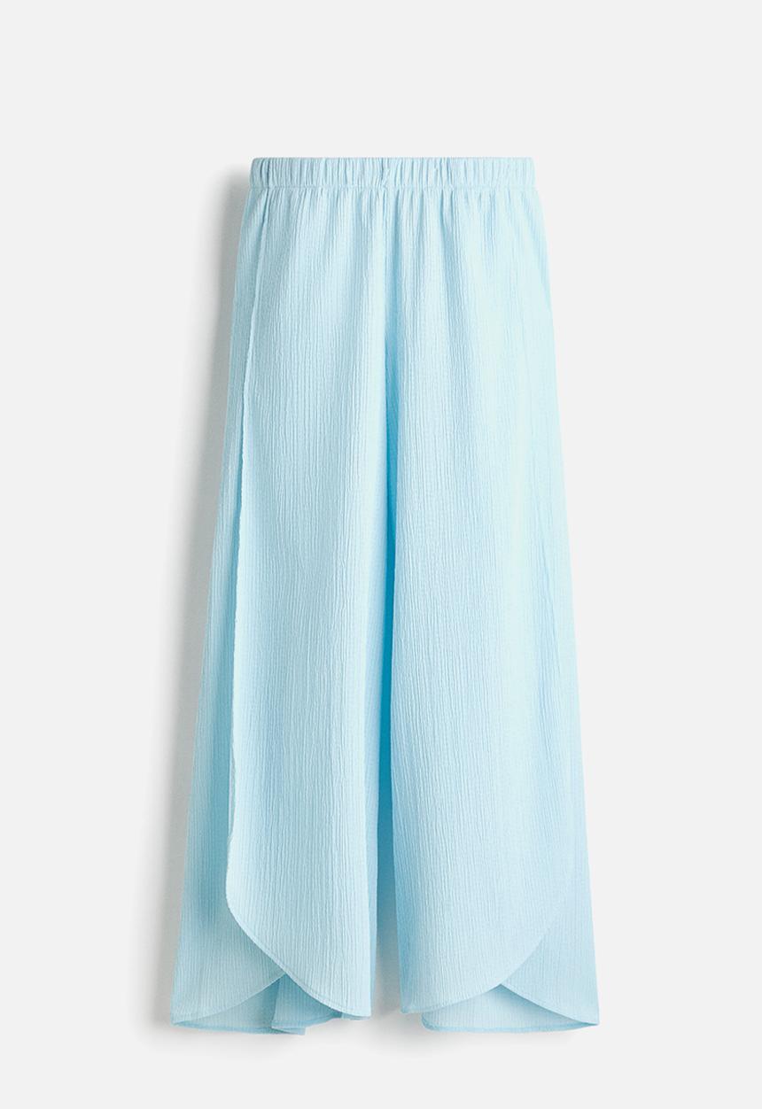 H&M - Wide wrap-detail trousers - light turquoise