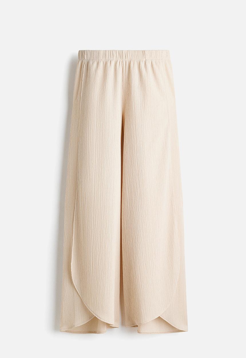 H&M - Wide wrap-detail trousers - cream