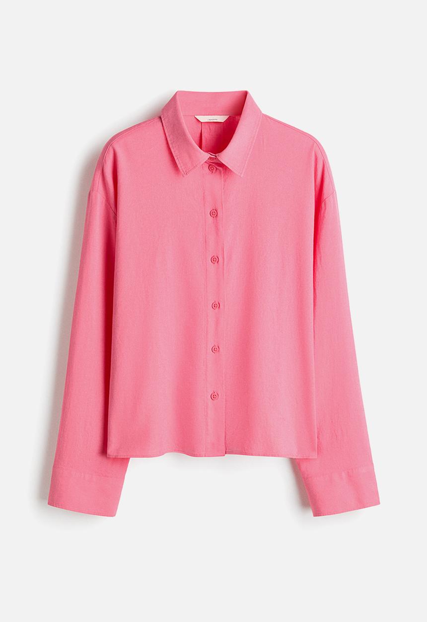 H&M - Linen-blend shirt - pink