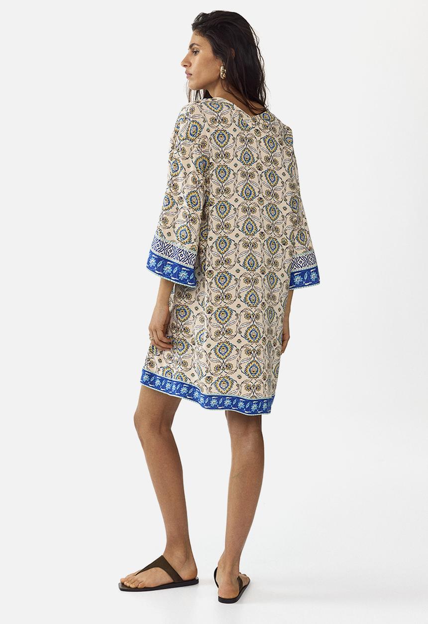 H&M - Viscose tunic dress - light beige/patterned