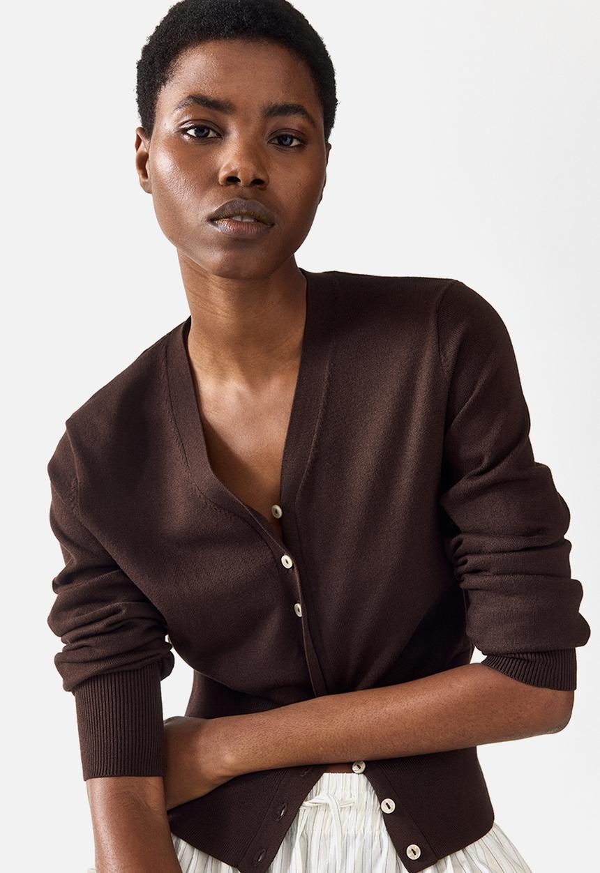 H&M - Fine-knit cardigan - dark brown