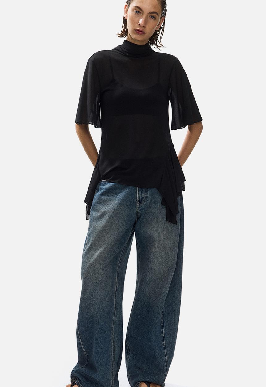 H&M - Flounced top - black