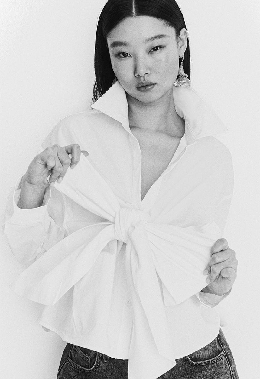 H&M - Tie-detail blouse - white
