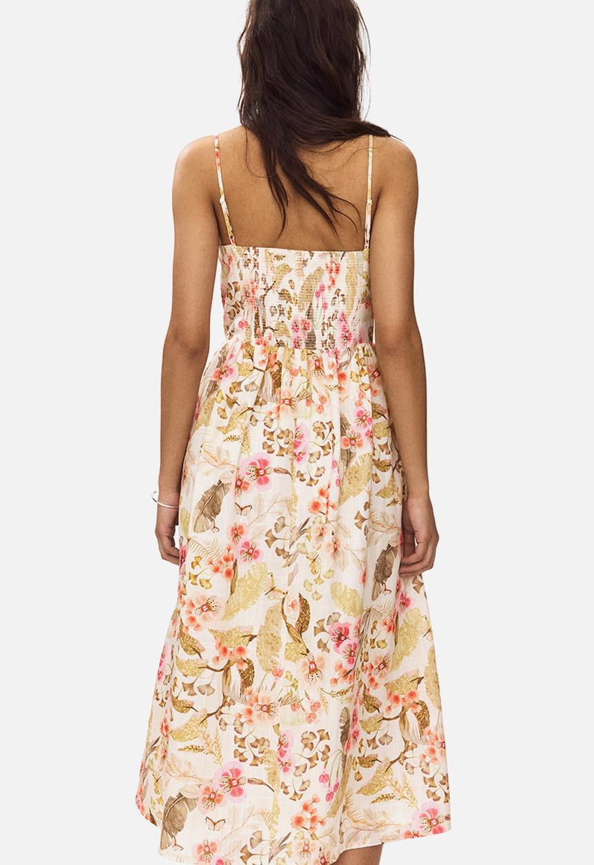 H&M - Strappy midi dress - light beige/floral
