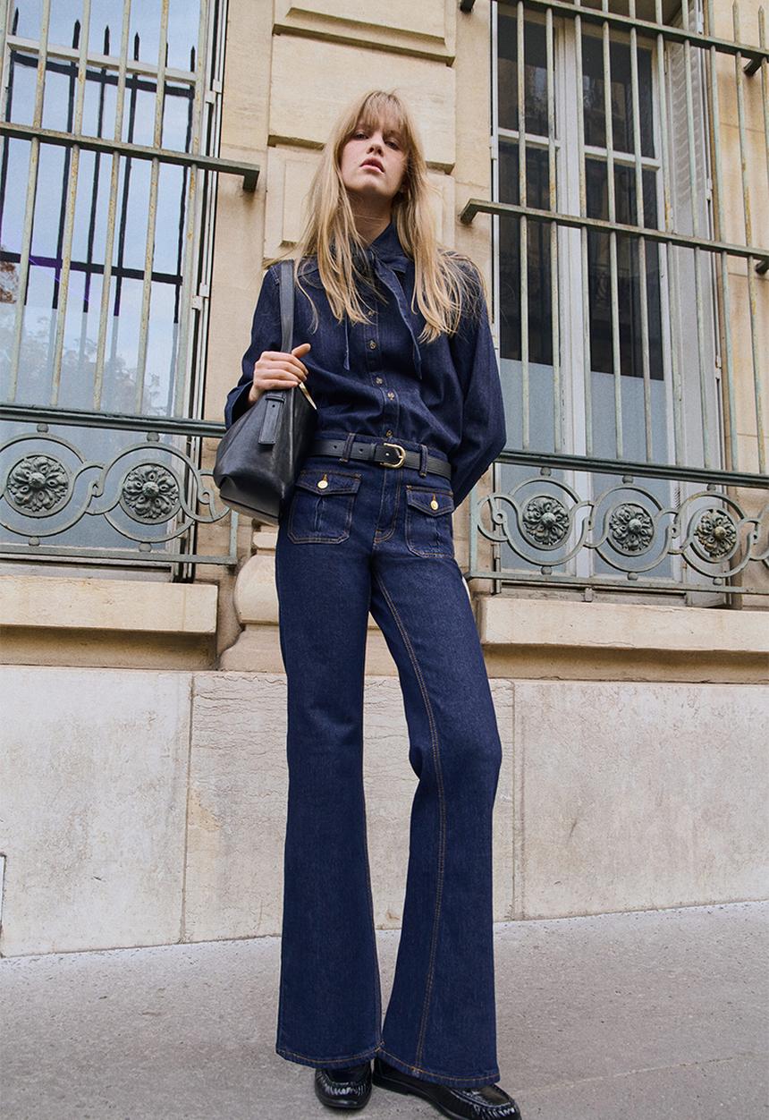 H&M - Flared high jeans - dark denim blue