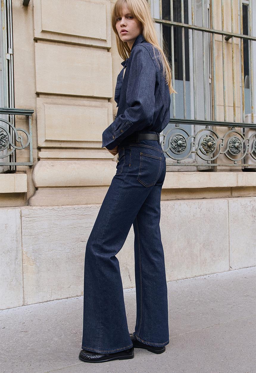 H&M - Flared high jeans - dark denim blue