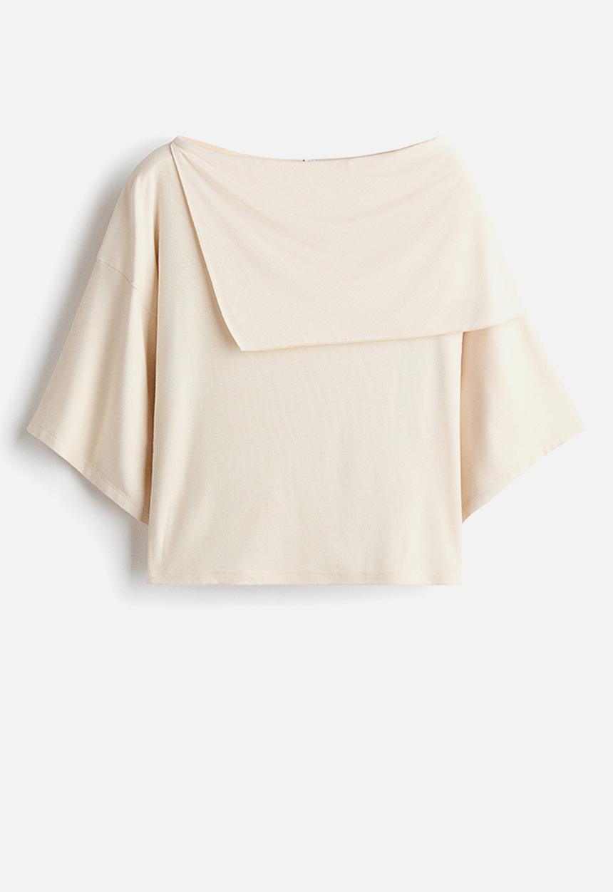 H&M - Cape-detail jersey top - cream