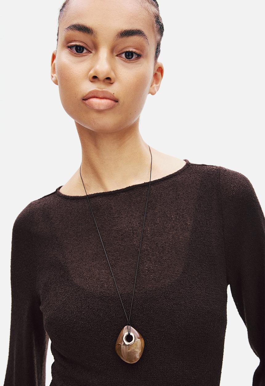 H&M - Tie-detail dress - dark brown
