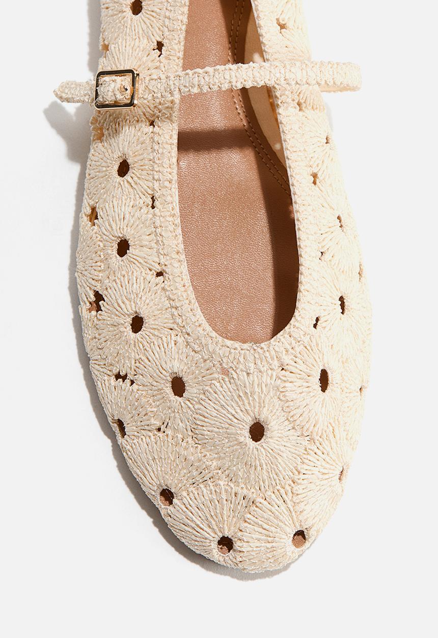 H&M - Straw mary jane ballet flats - light beige