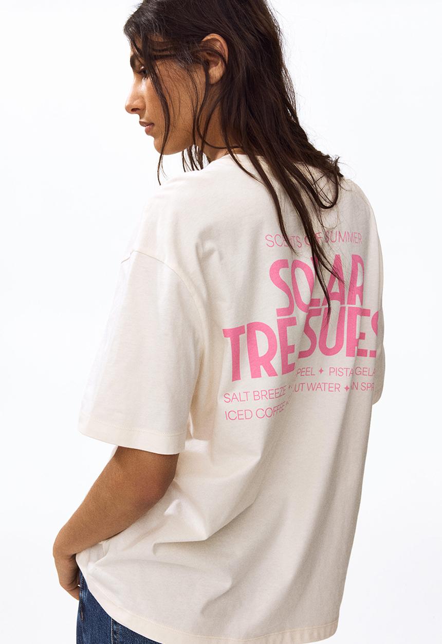 H&M - Oversized t-shirt - cream/solar treasures