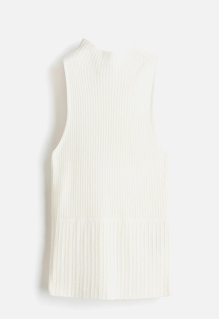 H&M - Rib-knit turtleneck top - cream