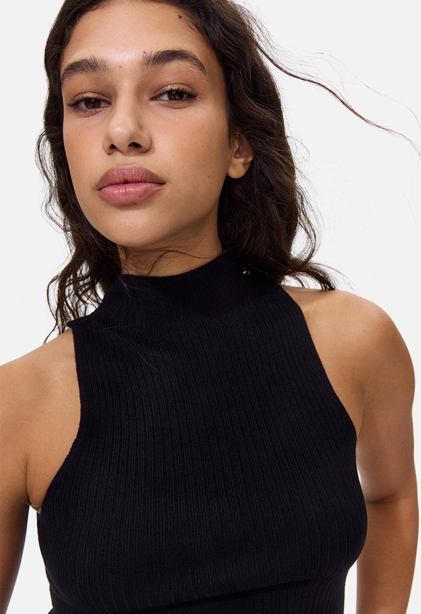 H&M - Rib-knit turtleneck top - black