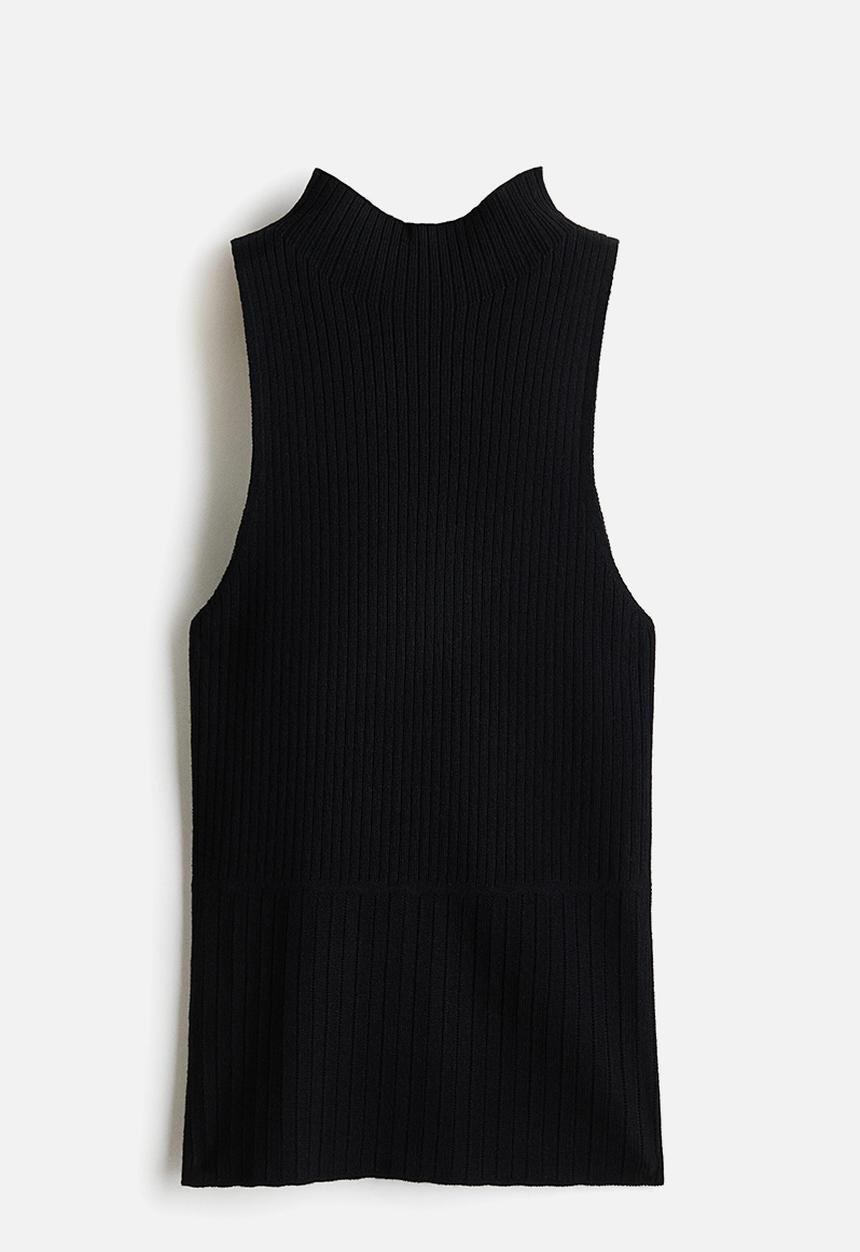 H&M - Rib-knit turtleneck top - black