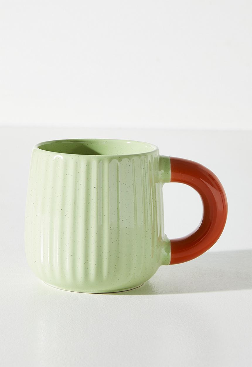Excellent Houseware - Speckles coloured handle Mug 395ml - Sage 