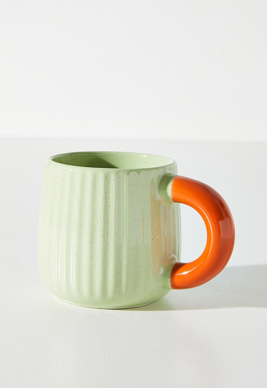 Excellent Houseware - Speckles coloured handle Mug 395ml - Sage 