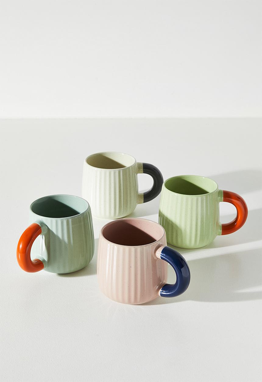 Excellent Houseware - Speckles coloured handle Mug 395ml - Sage 