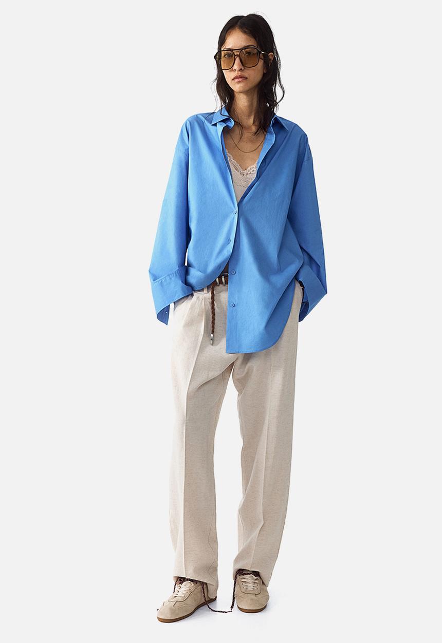 H&M - Tapered linen-blend trousers - light beige