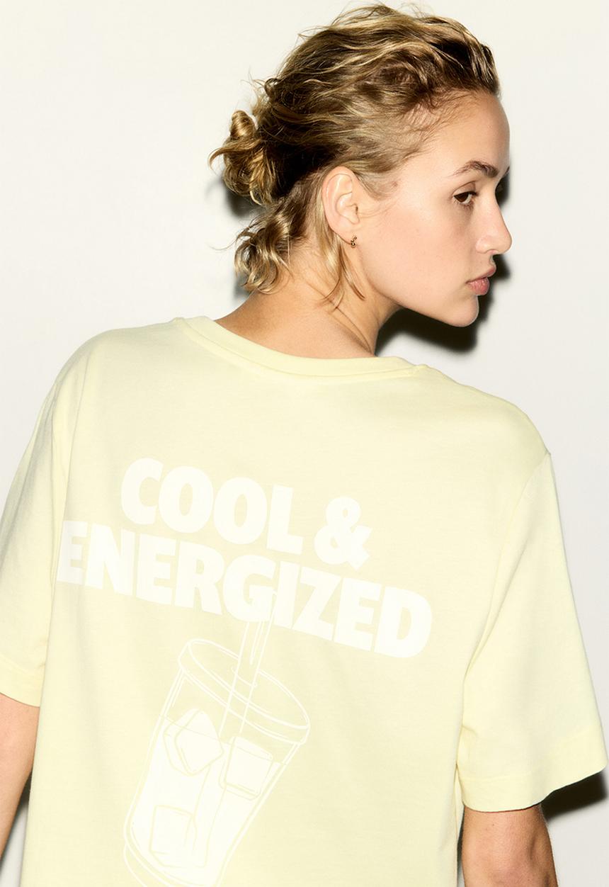 H&M - Printed T-shirt - light yellow/energized