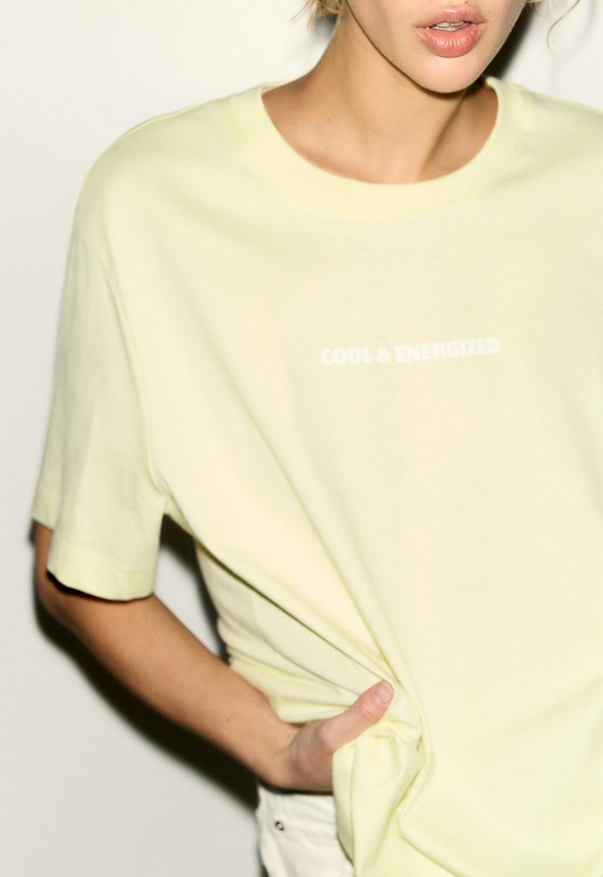 H&M - Printed T-shirt - light yellow/energized