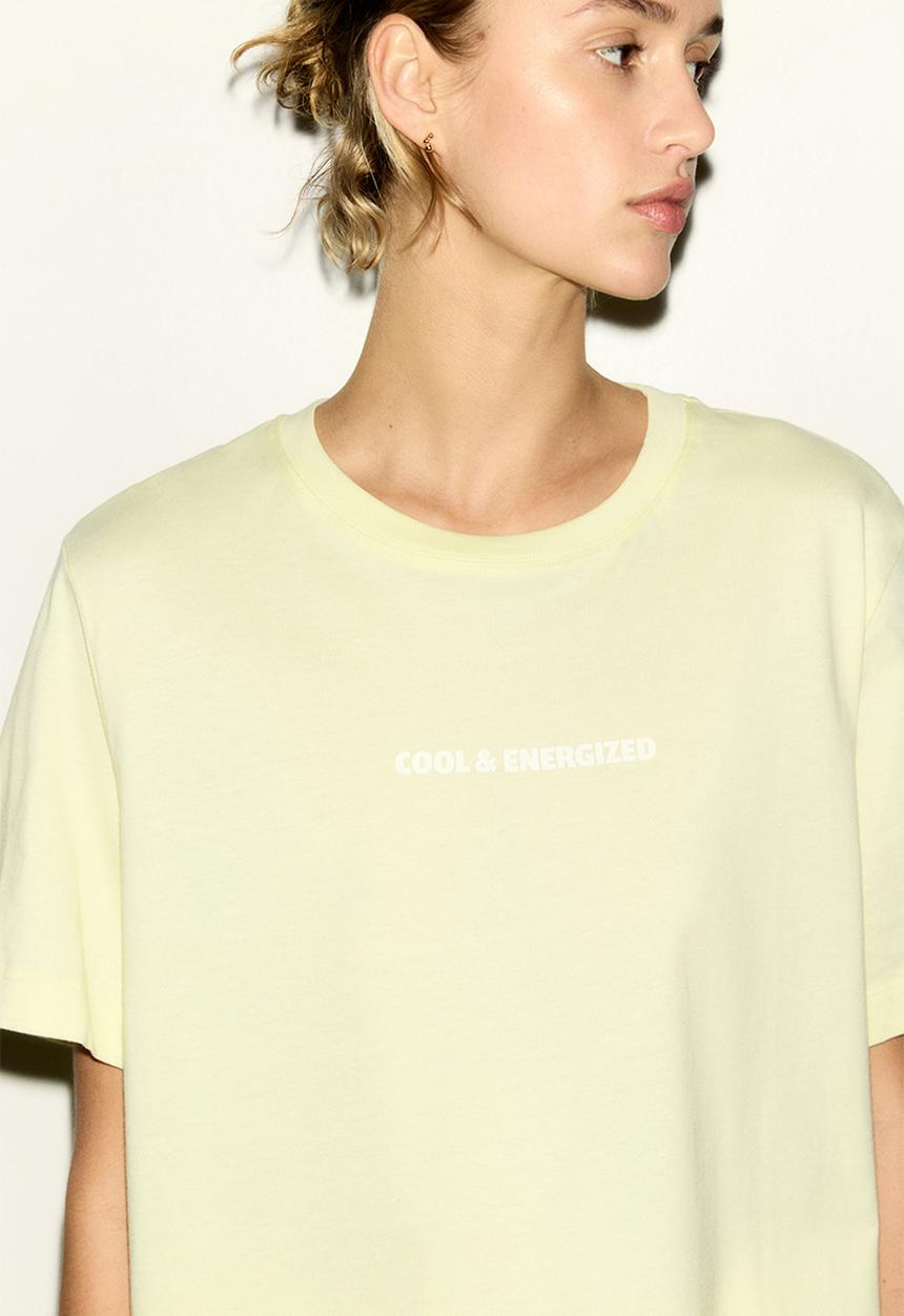 H&M - Printed T-shirt - light yellow/energized