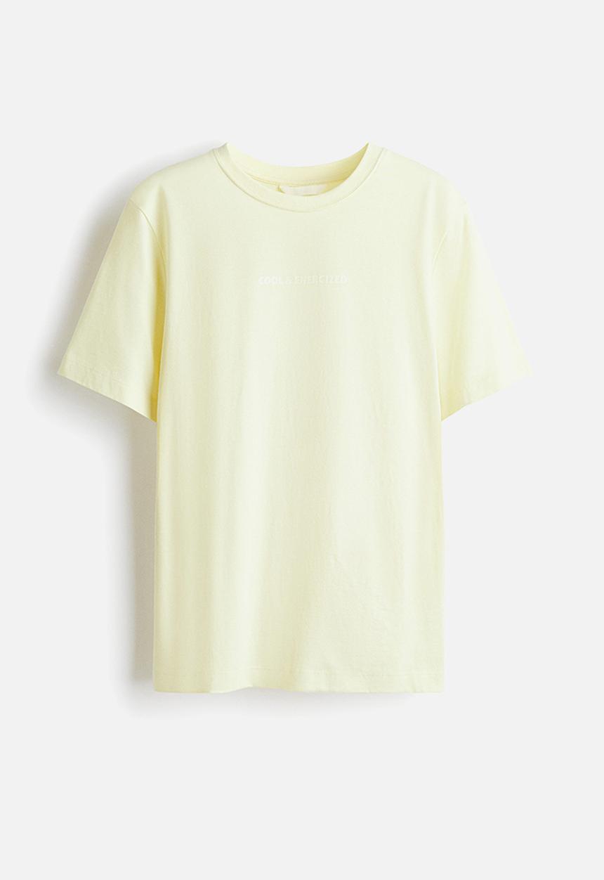 H&M - Printed T-shirt - light yellow/energized