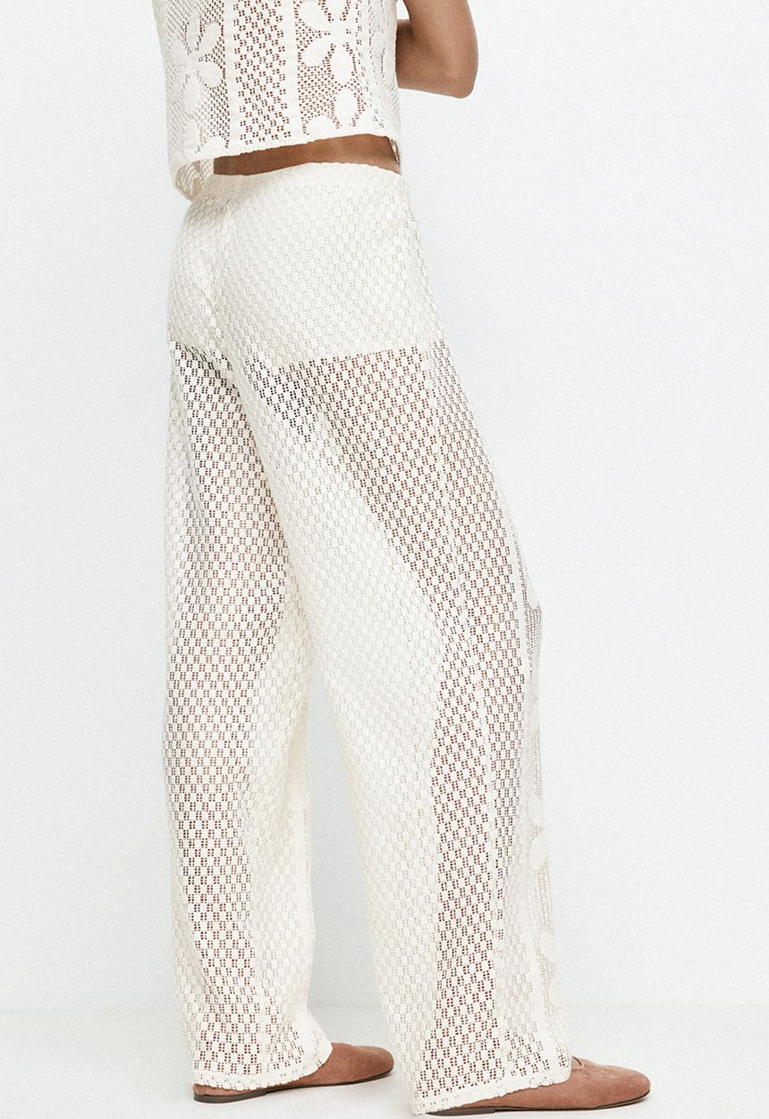 H&M - Lace jersey trousers - white