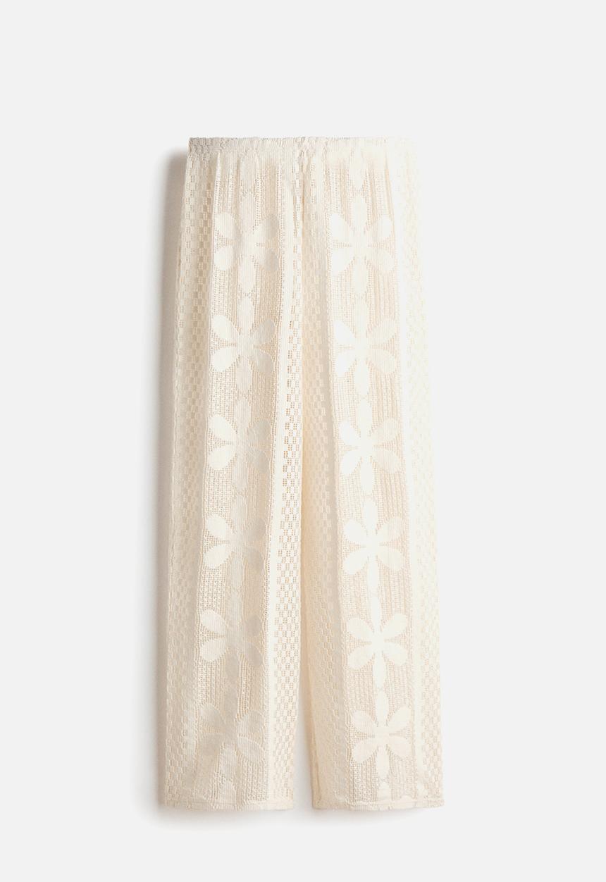 H&M - Lace jersey trousers - white